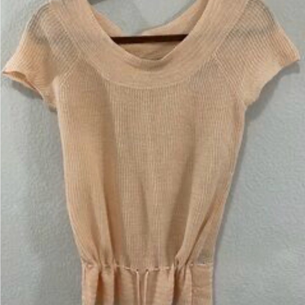Ralph Lauren Peachy/pink Short Sleeve 100% Linen knit boat neck shirt